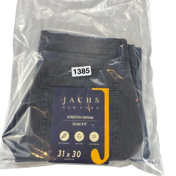 JACHS New York Jeans Mens 31x30 Gray Denim Mid Rise Stretch Slim Straight Fit - Picture 15 of 15